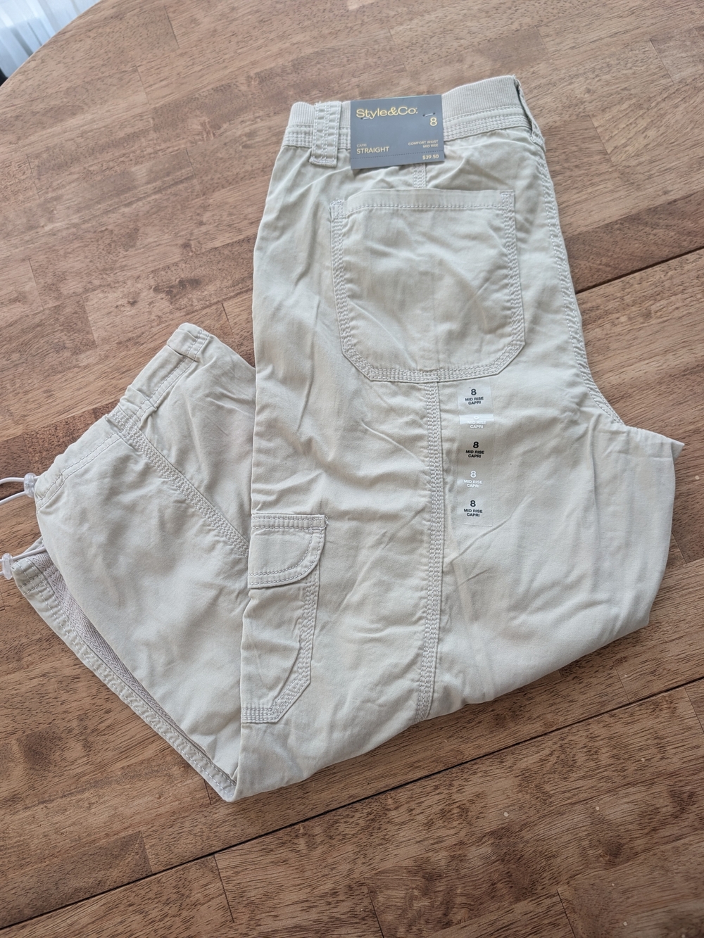 Style & Co. Women's Straight Capri Cargo Pants in Light Khaki/Stone Wall